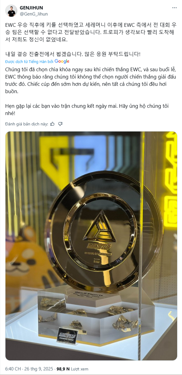 BTC EWC bất ngờ có động thái mới liên quan T1 khiến cộng đồng xôn xao