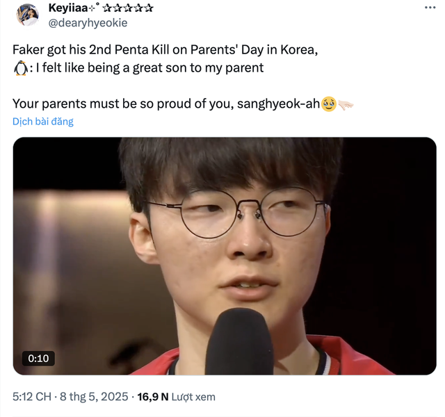 Chia sẻ của Faker về pha pentakill khiến fan không khỏi chạnh lòng