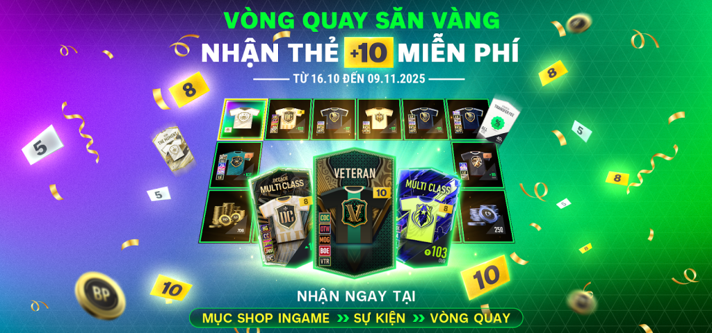 CỰC HOT: Lần đầu tiên Garena tặng miễn phí thẻ +10 cho toàn server FC Online