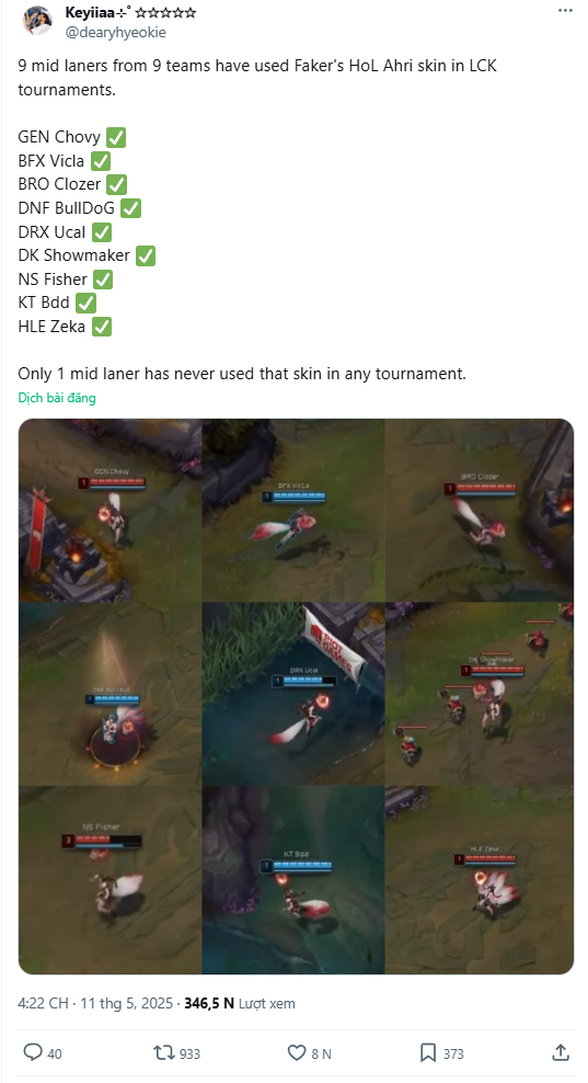 Fan phát hiện số phận “hẩm hiu” của trang phục HoL Ahri của Faker