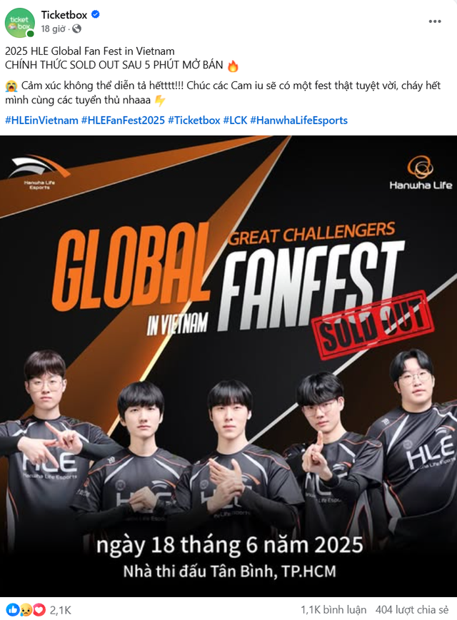 Vé xem HLE “cháy sạch” sau 5 phút, giá vé “chợ đen” lên cao đến mức phản cảm