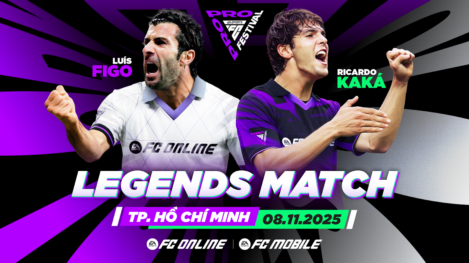 FC ONLINE bắt tay FC MOBILE mang FC PRO FESTIVAL 2025 về Việt Nam cùng cặp sao huyền thoại Kaká – Figo