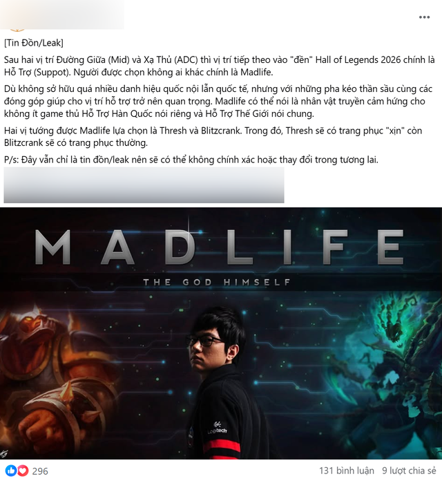 Xuất hiện thông tin MadLife có thể vào HoL khiến cộng đồng tranh cãi